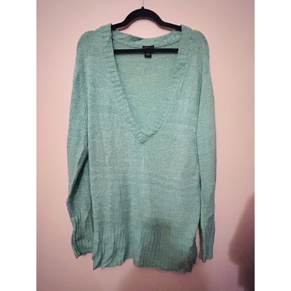 Torrid Sweater Women 2 Seafoam Green Excellent V-Neck Marled Knit Pullover